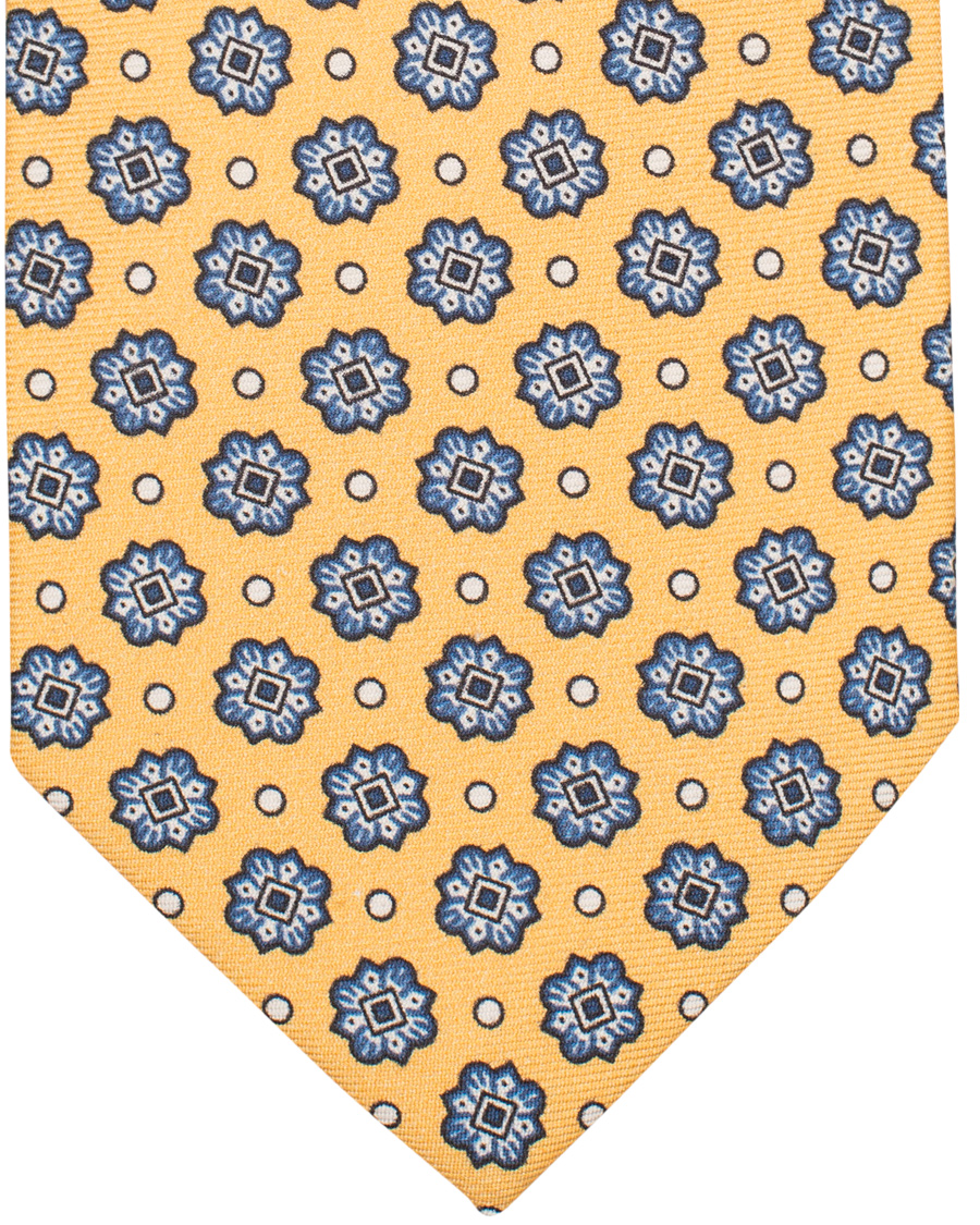 Homme | Drake's Silk Medallion 8 cm Tie Yellow | Drake's | Silk Medallion 8 cm Tie Yellow