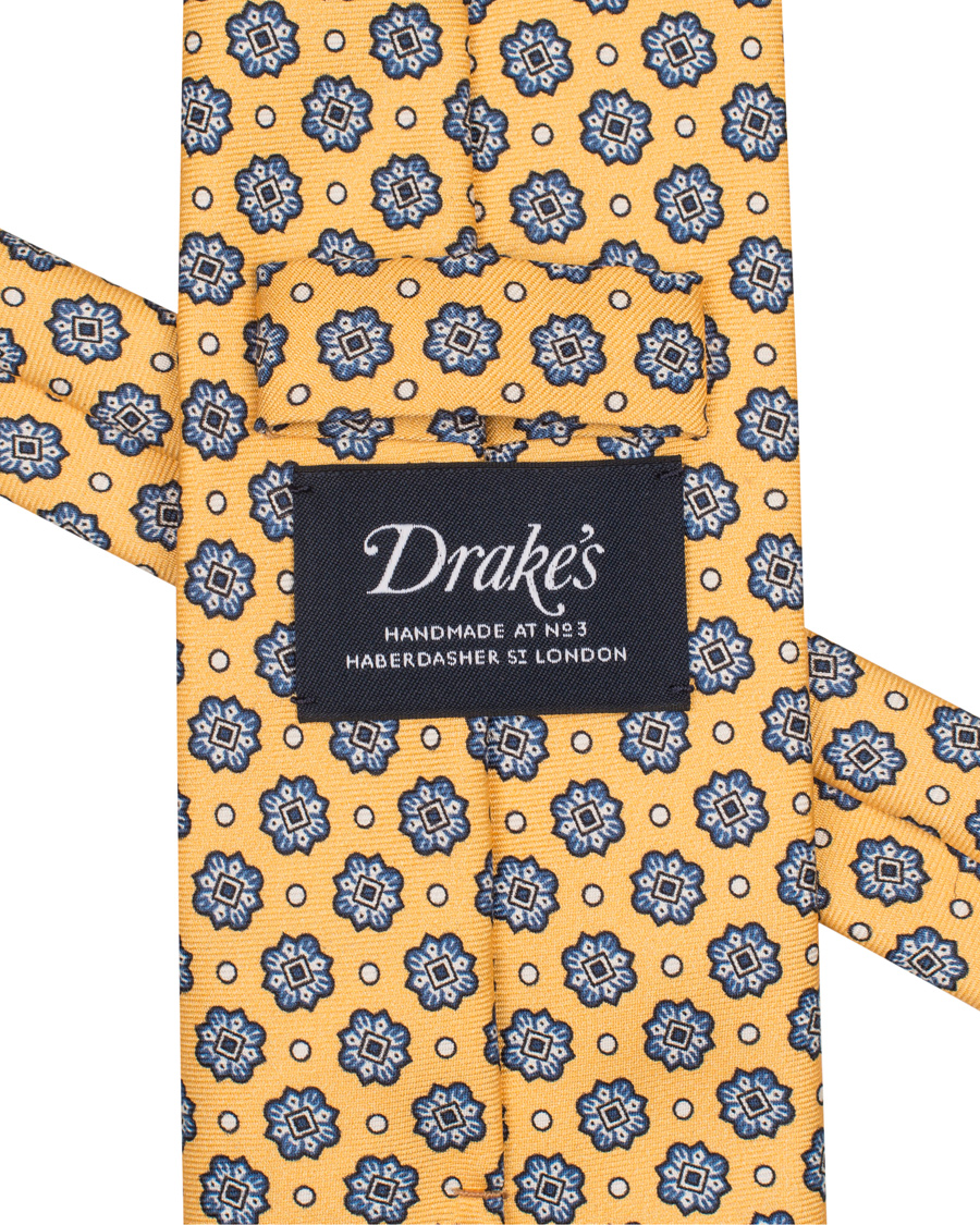 Homme | Drake's Silk Medallion 8 cm Tie Yellow | Drake's | Silk Medallion 8 cm Tie Yellow