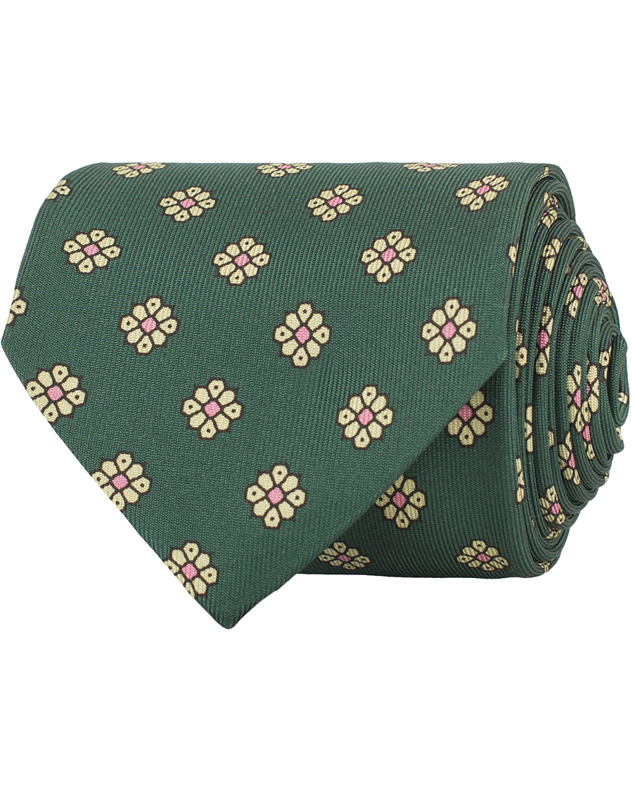 Homme | Drake's Silk Medallion 8 cm Tie Green | Drake's | Silk Medallion 8 cm Tie Green