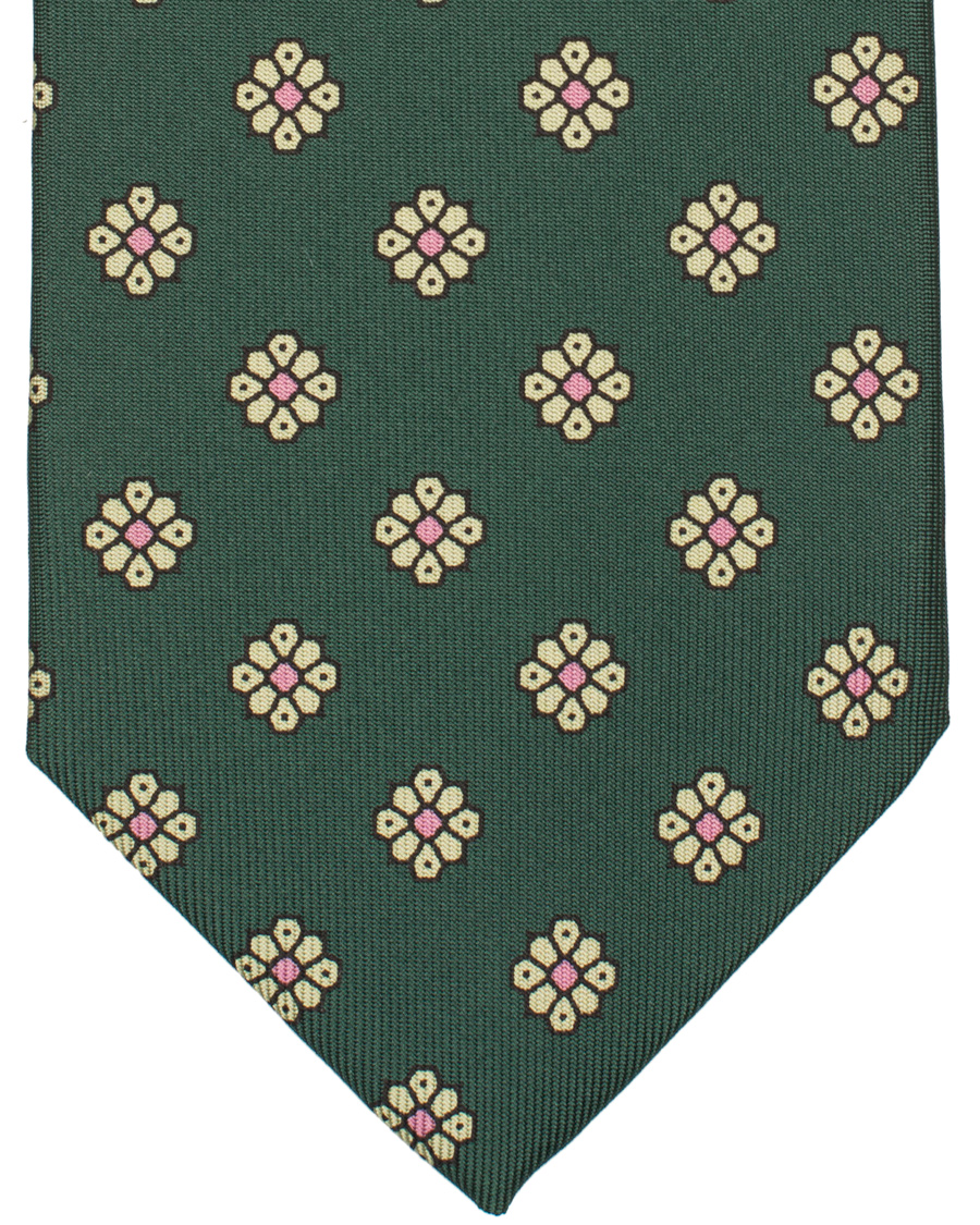 Homme | Drake's Silk Medallion 8 cm Tie Green | Drake's | Silk Medallion 8 cm Tie Green