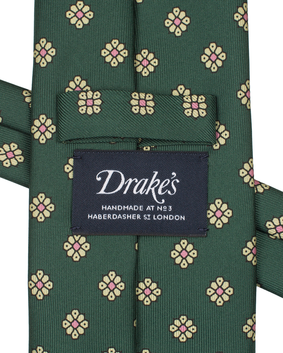 Homme | Drake's Silk Medallion 8 cm Tie Green | Drake's | Silk Medallion 8 cm Tie Green