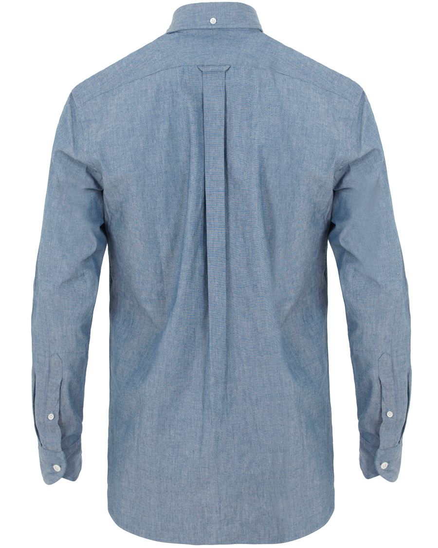 Homme | Chemises | Drake's | Popover Chambray Shirt Blue