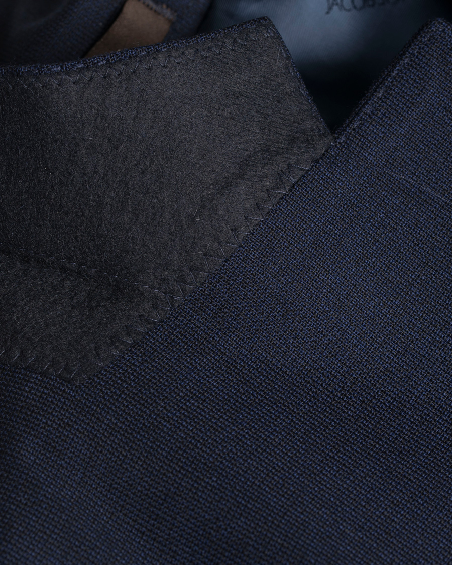 Homme | Blazers | Oscar Jacobson | Epic Jersey Unconstucted Wool Stretch Blazer Navy