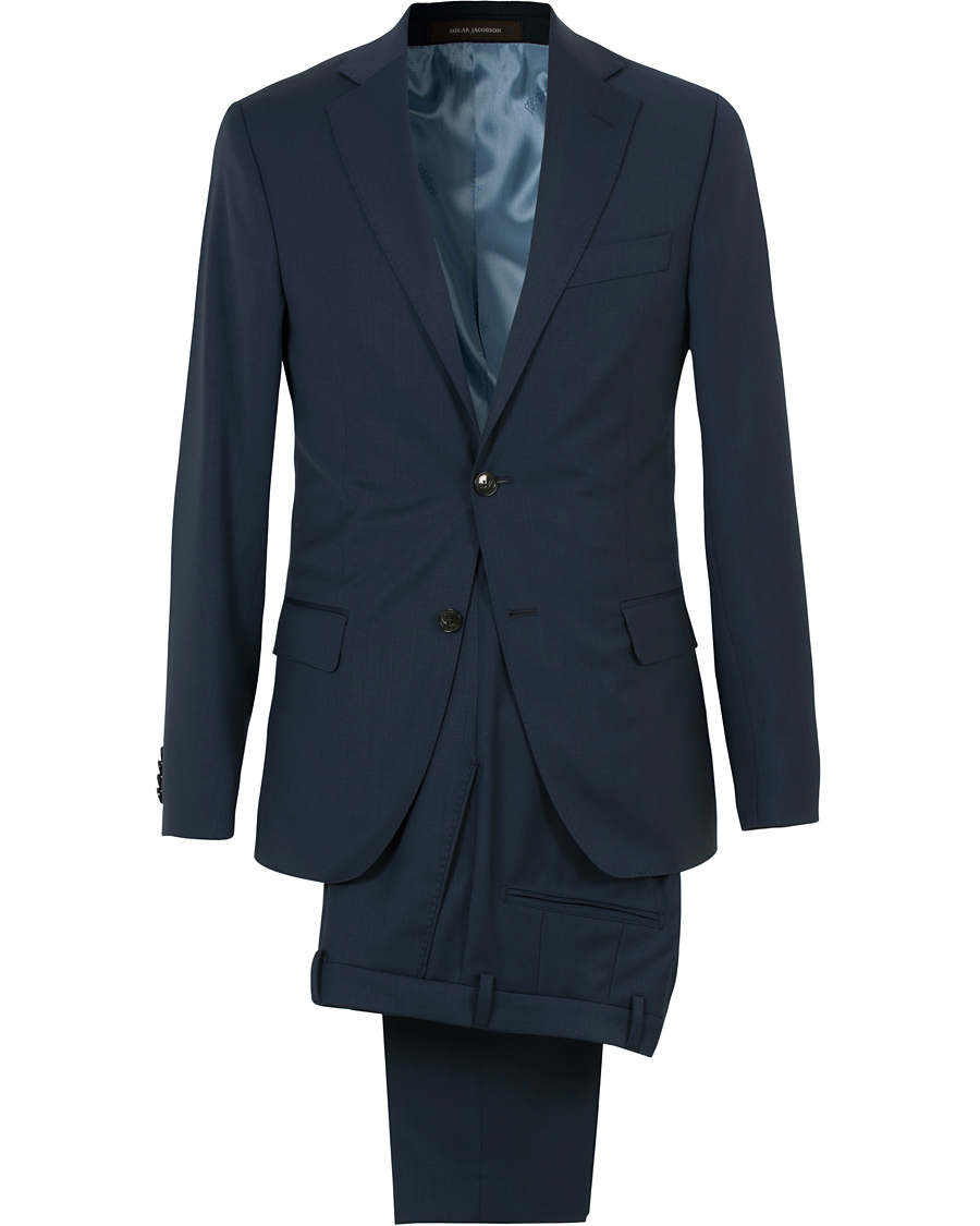 Homme | Costumes | Oscar Jacobson | Edmund Wool Stretch Suit Blue