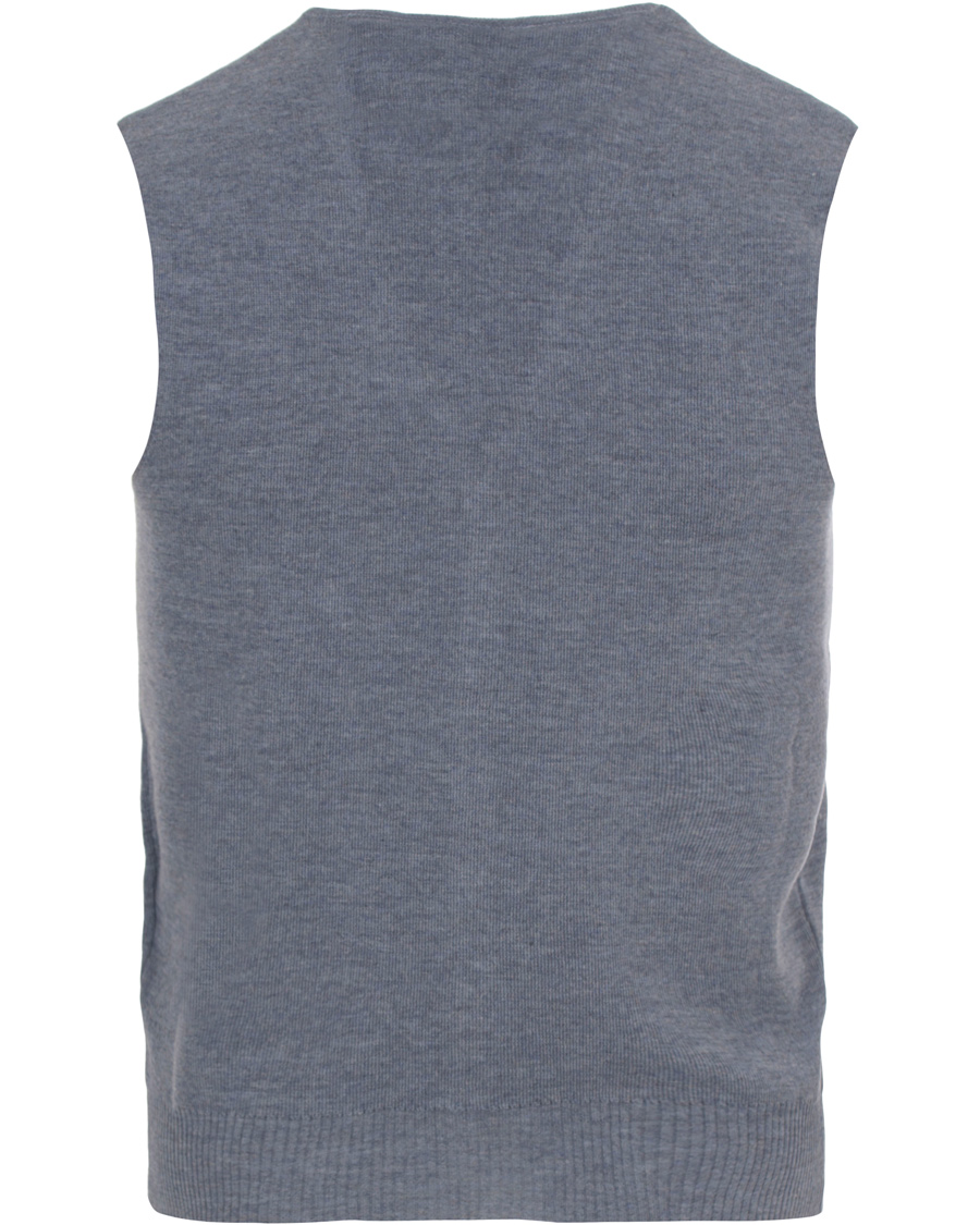 Homme | Pulls Et Tricots | Oscar Jacobson | Tailor Extrafine Merino Wool Waistcoat Blue Melange