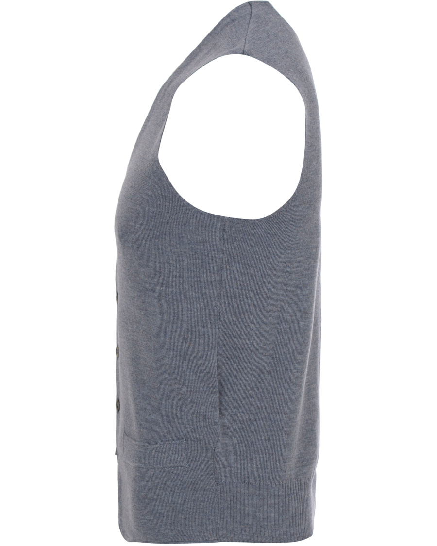 Homme | Pulls Et Tricots | Oscar Jacobson | Tailor Extrafine Merino Wool Waistcoat Blue Melange