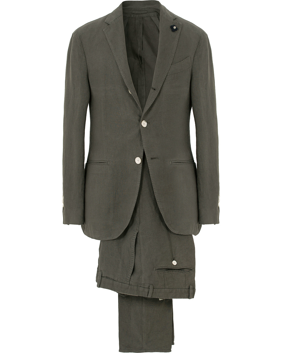 Homme | Costumes | Lardini | Hemp Garment Washed Suit Green