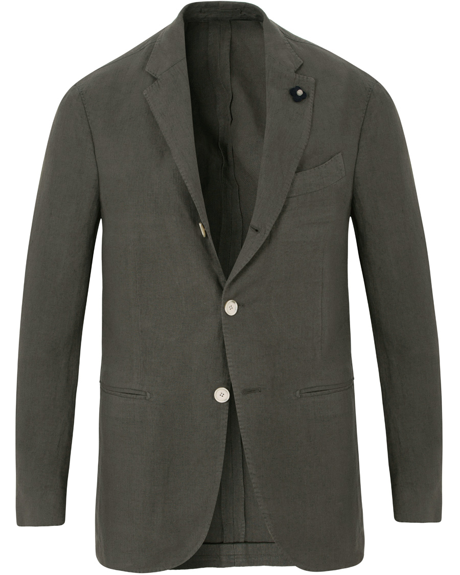 Homme | Costumes | Lardini | Hemp Garment Washed Suit Green