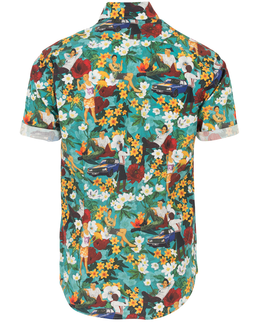 Heren | Overhemden | Eton | Slim Fit Poplin Hawaii Short Sleeve Shirt Green