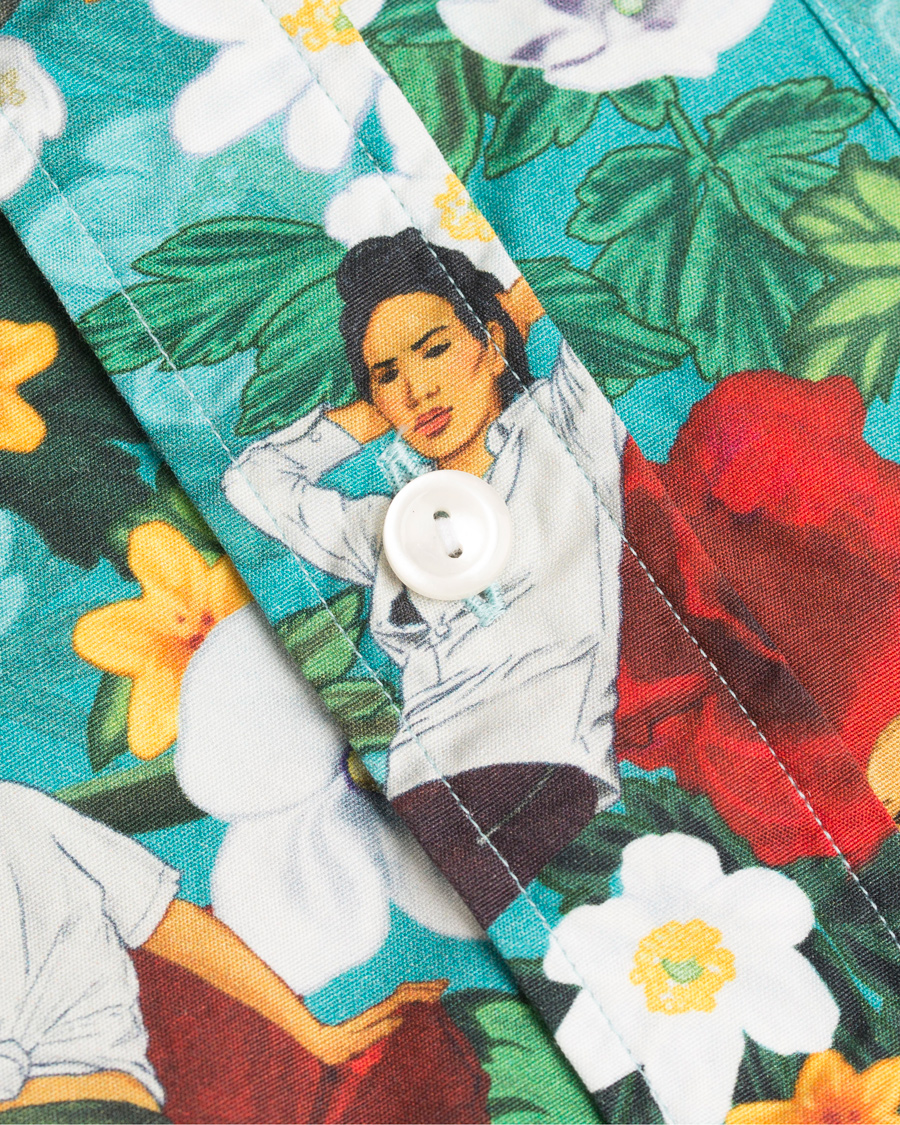 Heren | Overhemden | Eton | Slim Fit Poplin Hawaii Short Sleeve Shirt Green