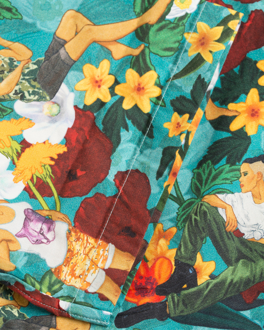 Heren | Overhemden | Eton | Slim Fit Poplin Hawaii Short Sleeve Shirt Green