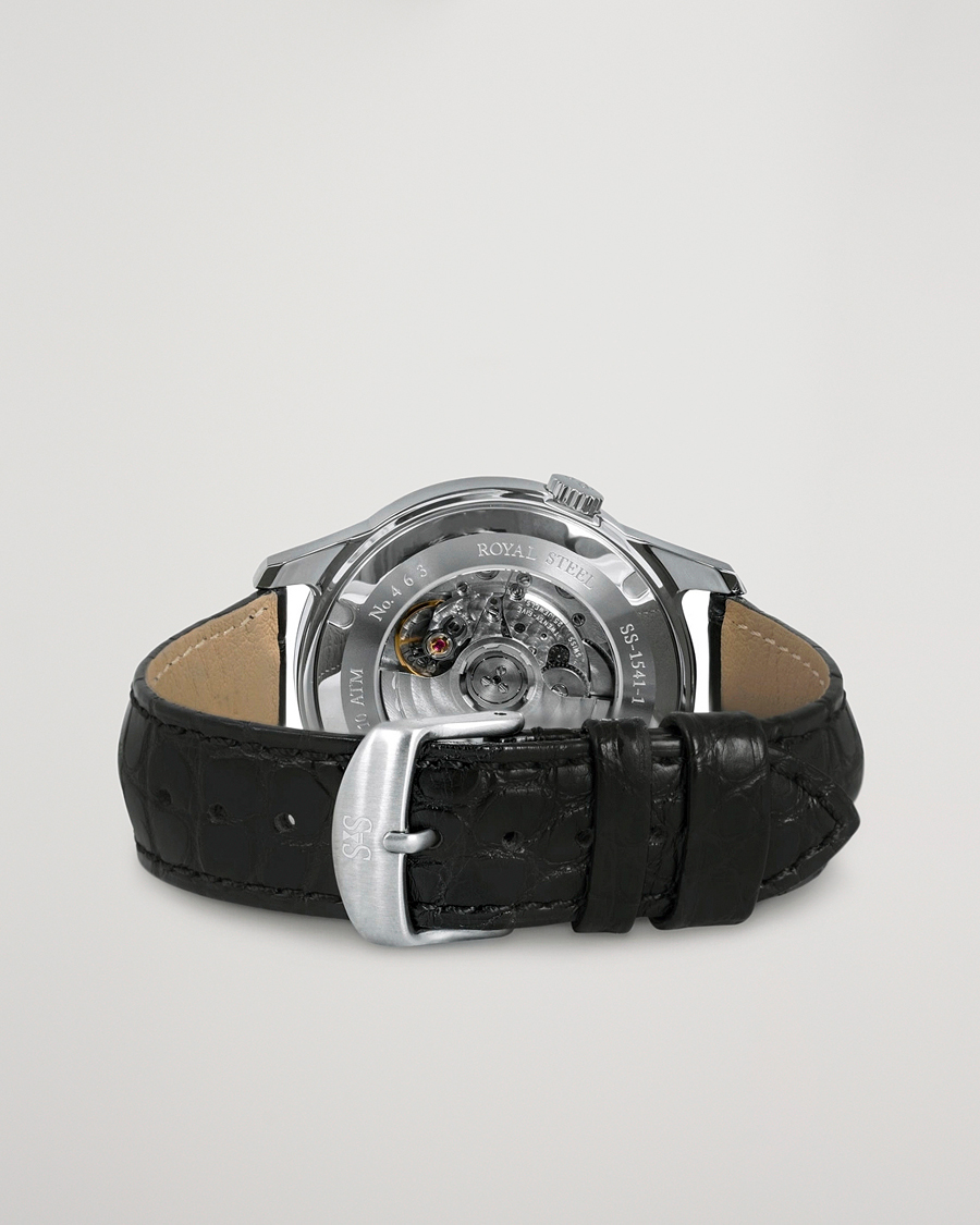 Heren | Sjöö Sandström Royal Steel Classic 41mm Black and Black Alligator | Sjöö Sandström | Royal Steel Classic 41mm Black and Black Alligator