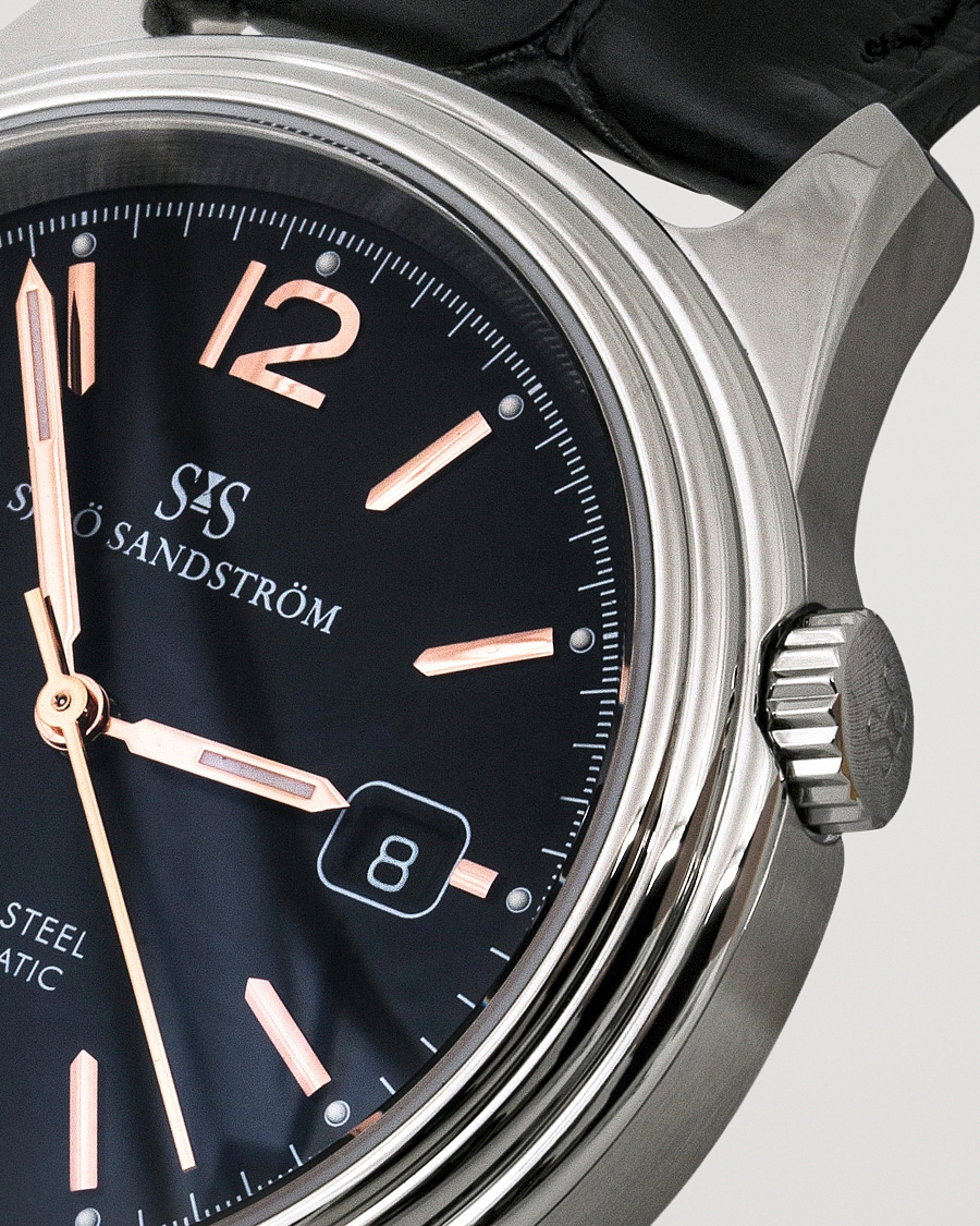 Heren | Sjöö Sandström Royal Steel Classic 41mm Black and Black Alligator | Sjöö Sandström | Royal Steel Classic 41mm Black and Black Alligator