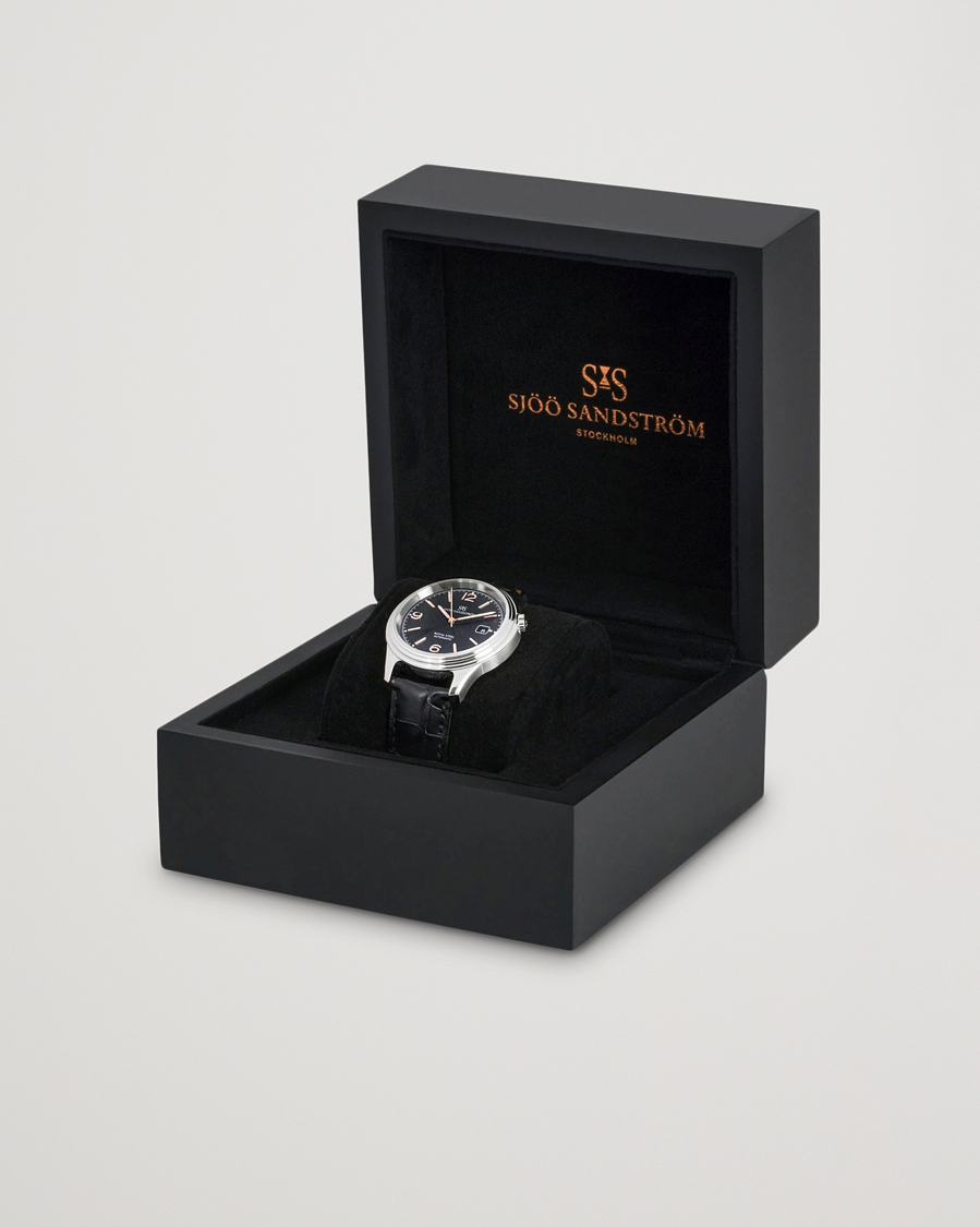 Heren | Sjöö Sandström Royal Steel Classic 41mm Black and Black Alligator | Sjöö Sandström | Royal Steel Classic 41mm Black and Black Alligator