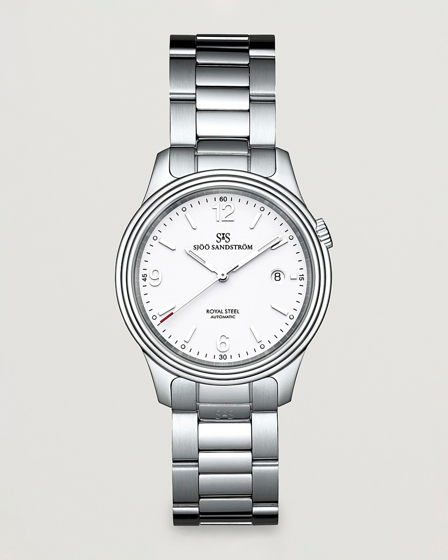 Heren | Sjöö Sandström Royal Steel Classic 41mm White and Steel | Sjöö Sandström | Royal Steel Classic 41mm White and Steel
