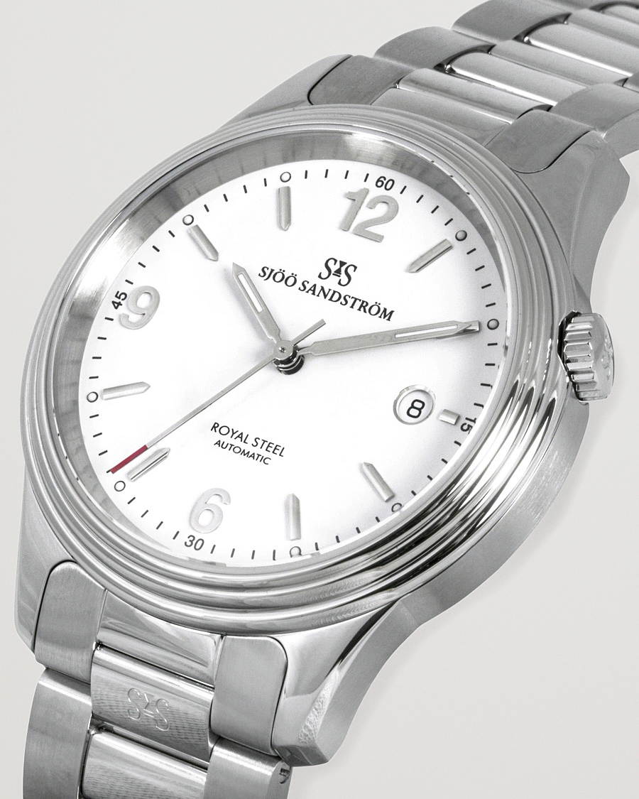 Heren | Sjöö Sandström Royal Steel Classic 41mm White and Steel | Sjöö Sandström | Royal Steel Classic 41mm White and Steel