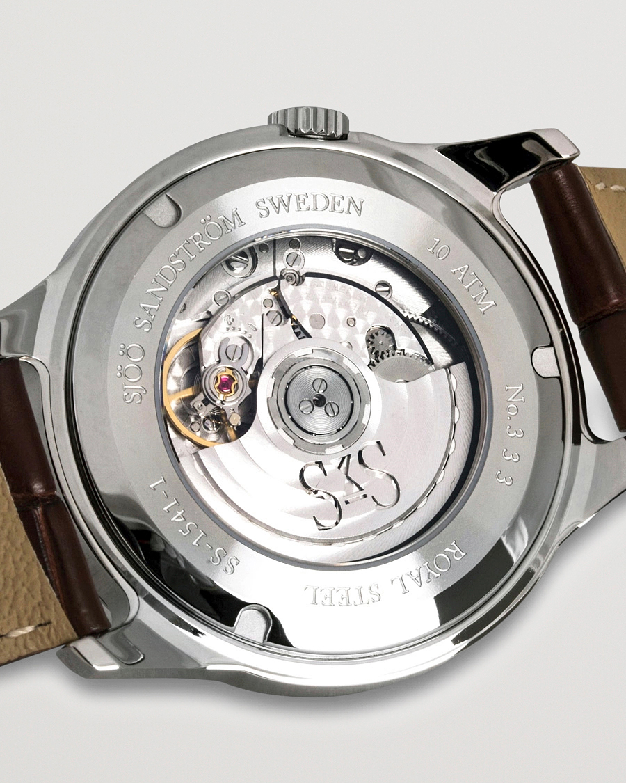 Heren | Sjöö Sandström Royal Steel Classic 41mm Ivory and Brown Alligator | Sjöö Sandström | Royal Steel Classic 41mm Ivory and Brown Alligator