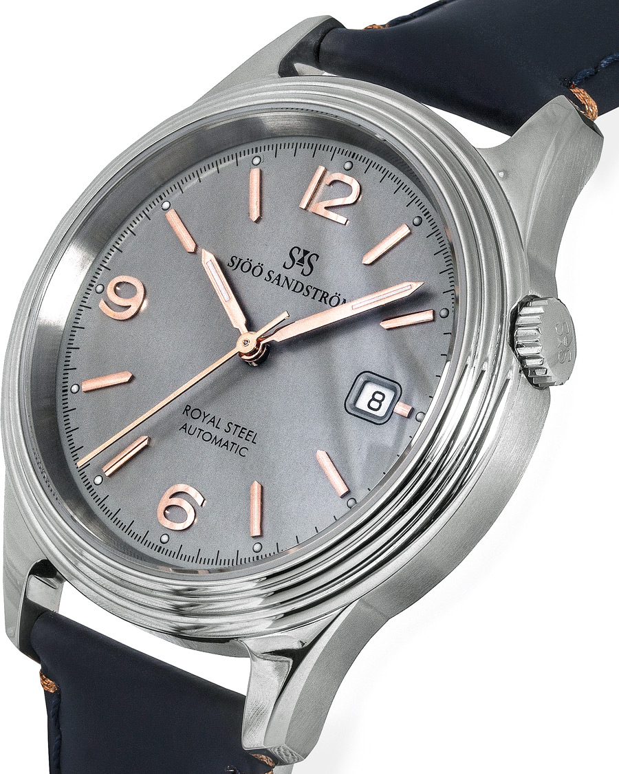 Homme | Sjöö Sandström Royal Steel Classic 41mm Grey and Blue Calf | Sjöö Sandström | Royal Steel Classic 41mm Grey and Blue Calf