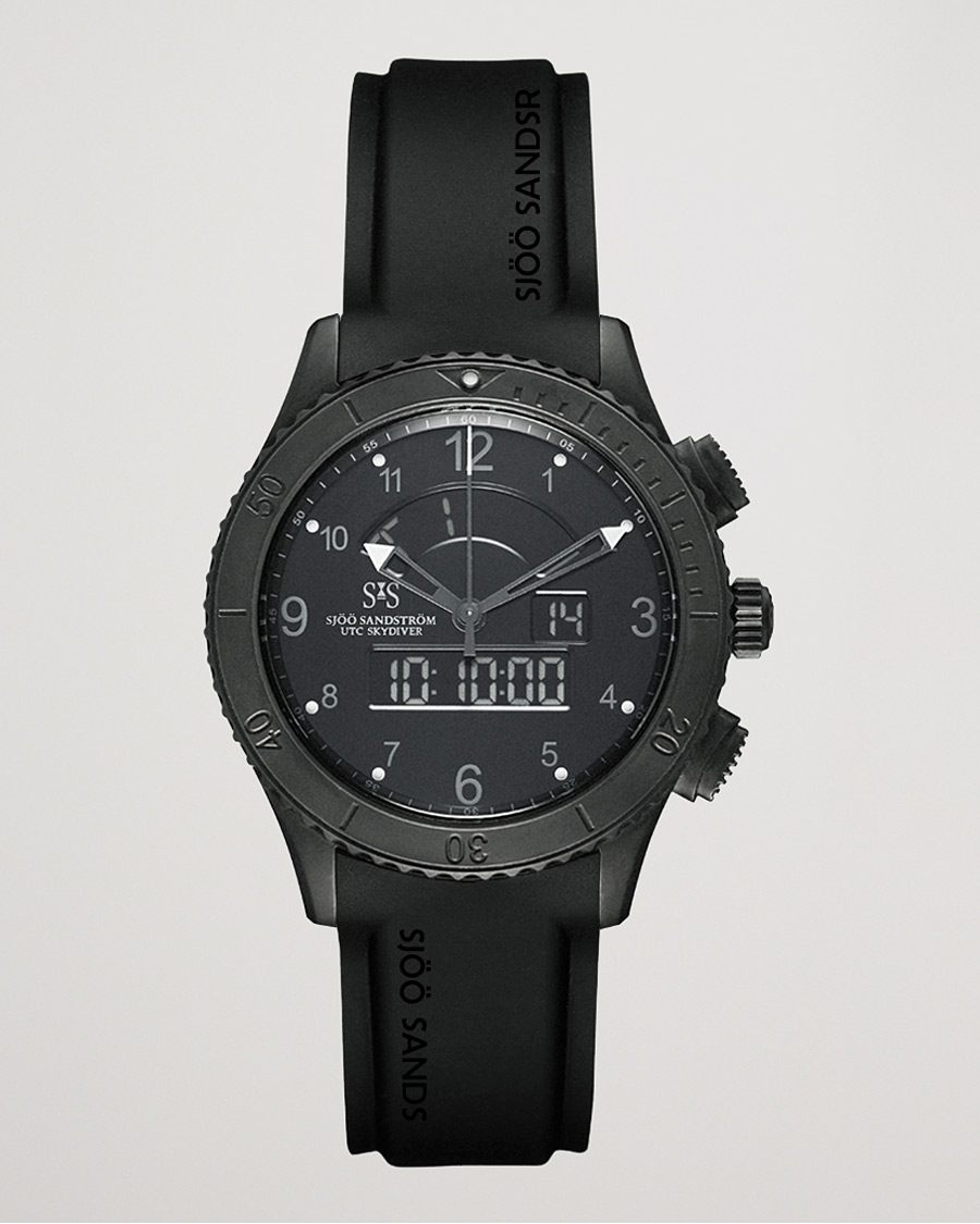 Heren | Sjöö Sandström UTC Skydiver 44,2mm Black Night and Black Rubber | Sjöö Sandström | UTC Skydiver 44,2mm Black Night and Black Rubber