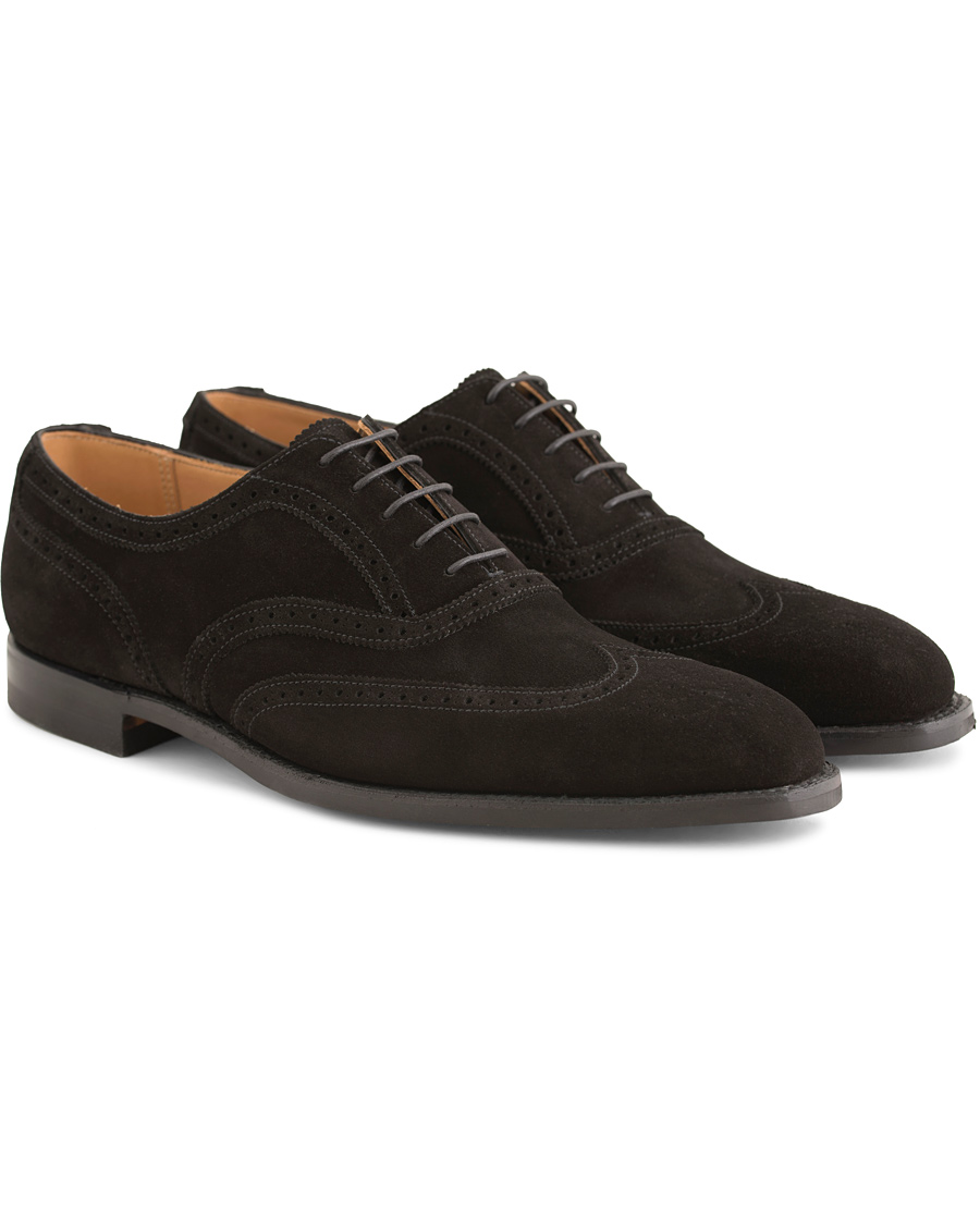 Homme | Crockett & Jones Gerrard Brogue City Sole Black Suede | Crockett & Jones | Gerrard Brogue City Sole Black Suede