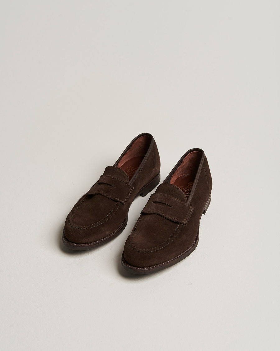 Homme | Loafers | Crockett & Jones | Harvard City Sole Dark Brown Suede