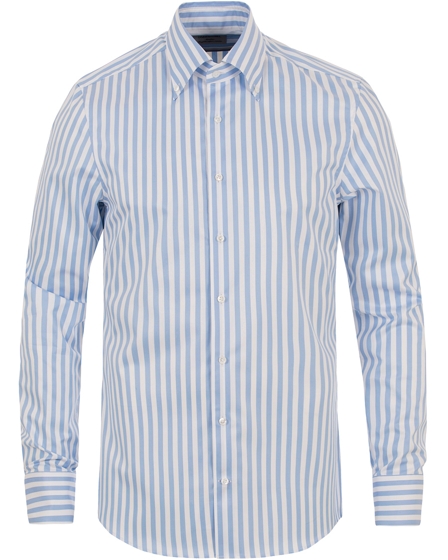 Heren | Overhemden | Stenströms | Slimline Button Down Stripe Shirt White/blue