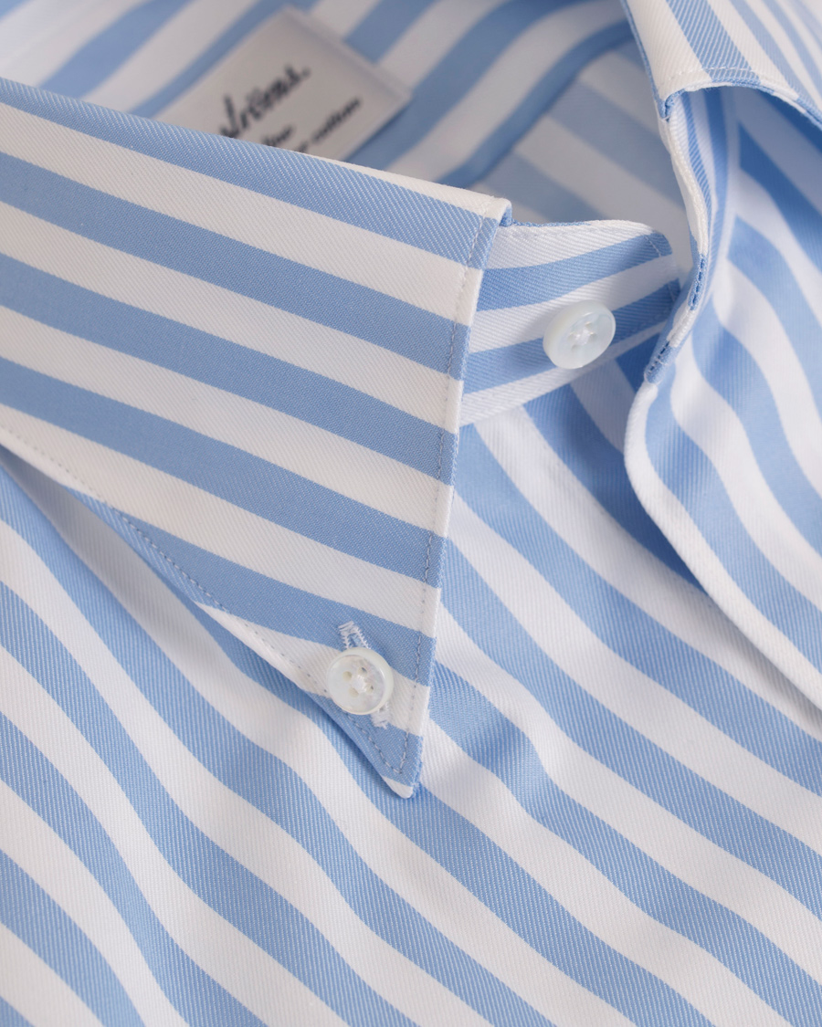 Heren | Overhemden | Stenströms | Slimline Button Down Stripe Shirt White/blue