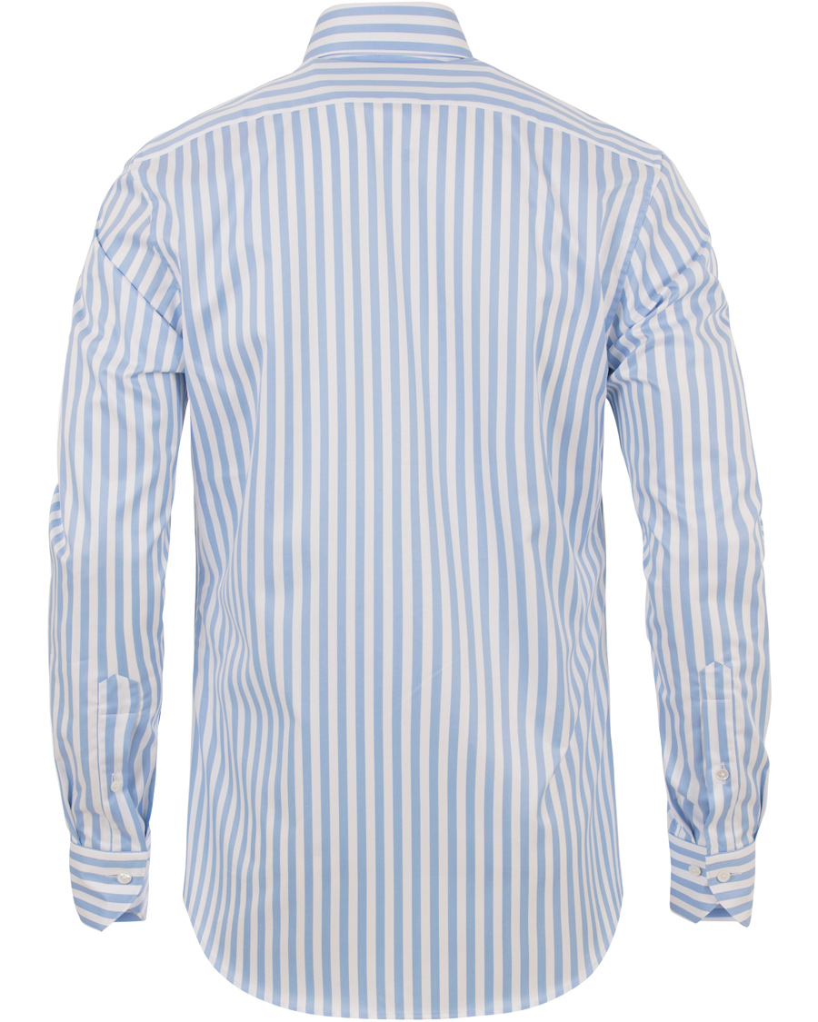 Heren | Overhemden | Stenströms | Slimline Button Down Stripe Shirt White/blue