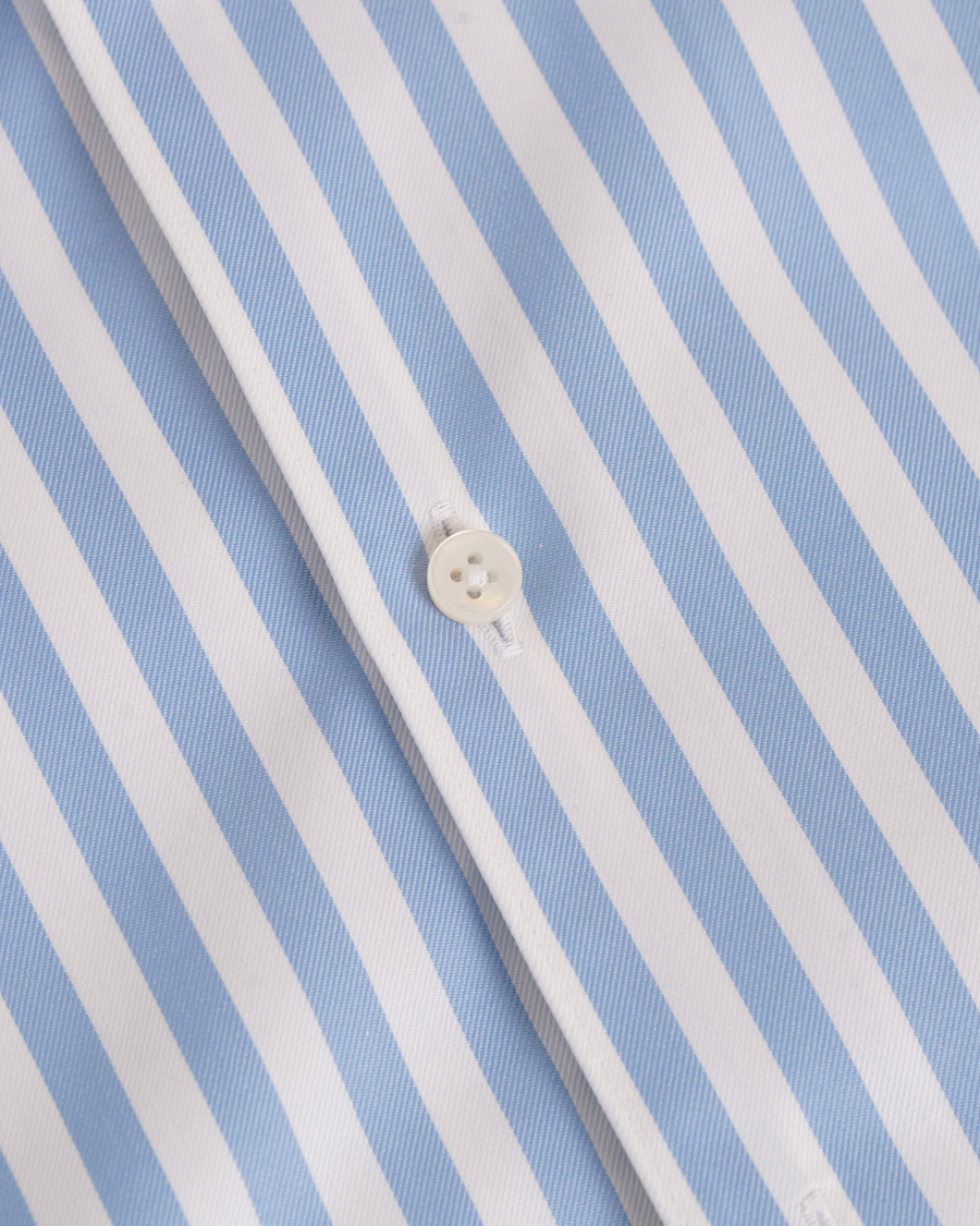 Heren | Overhemden | Stenströms | Slimline Button Down Stripe Shirt White/blue