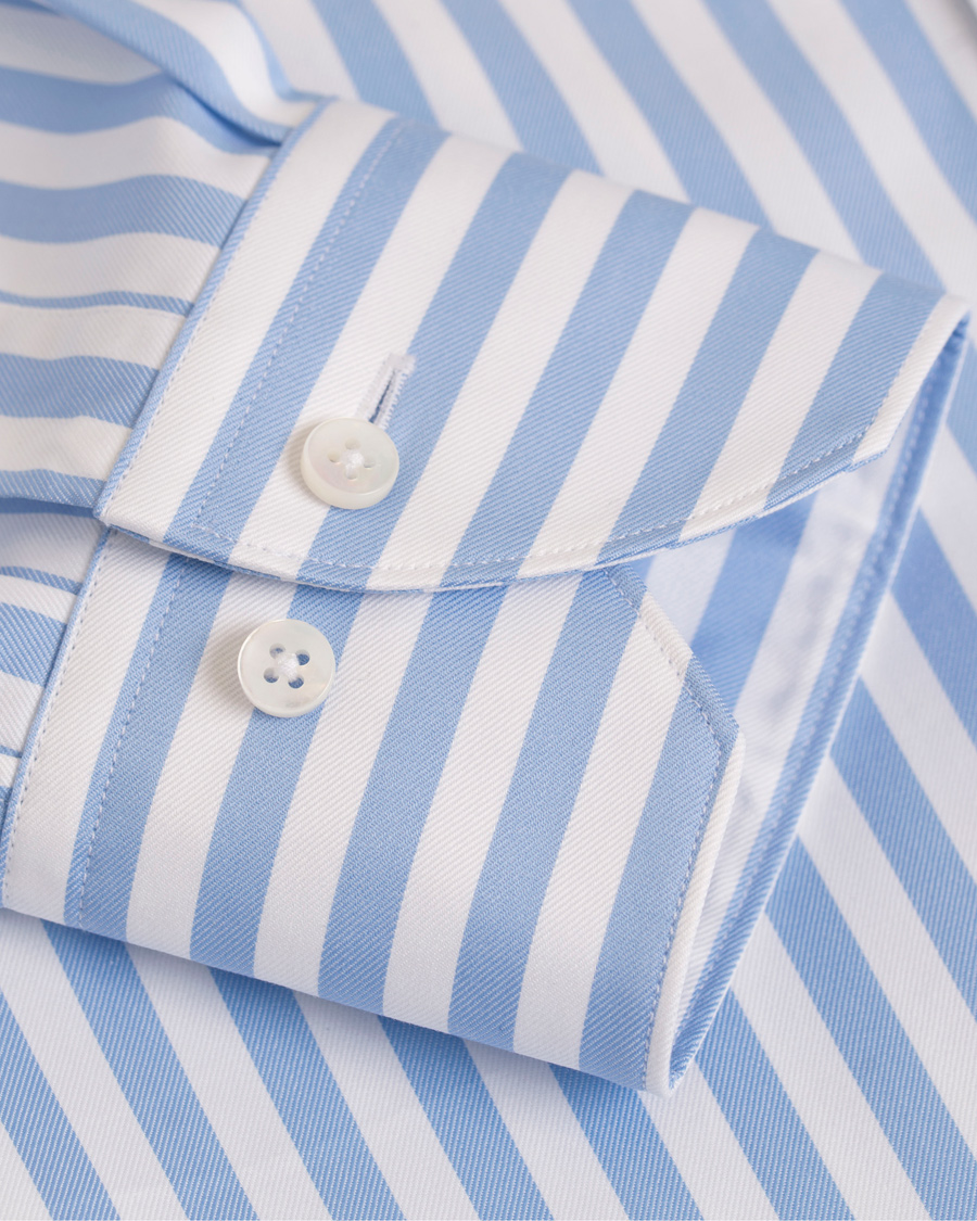 Heren | Overhemden | Stenströms | Slimline Button Down Stripe Shirt White/blue