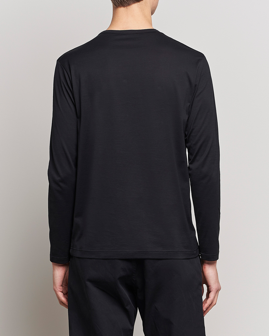 Heren | T-shirts | Sunspel | Long Sleeve Crew Neck Cotton Tee Black