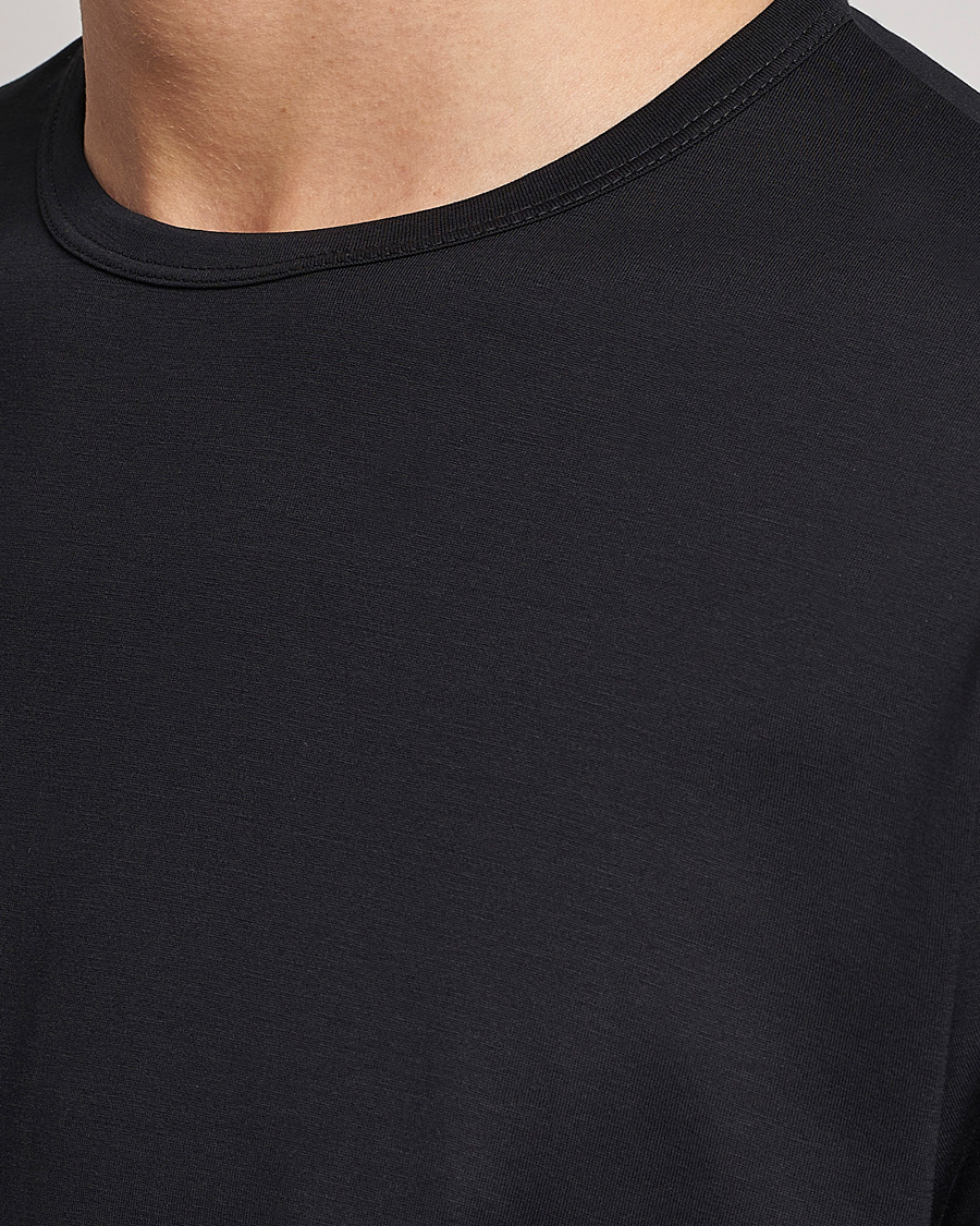 Heren | T-shirts | Sunspel | Long Sleeve Crew Neck Cotton Tee Black