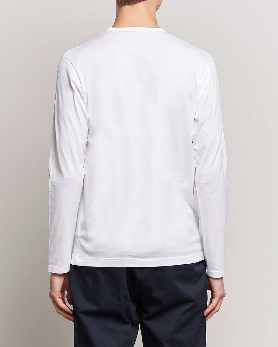 Homme | T-shirts | Sunspel | Long Sleeve Crew Neck Cotton Tee White