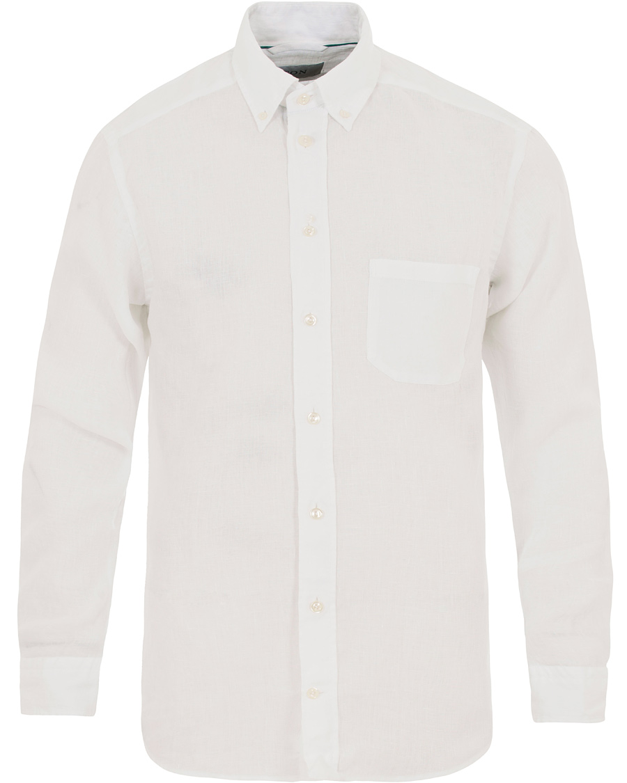 Heren | Overhemden | Eton | Slim Fit Linen Button Down Shirt White