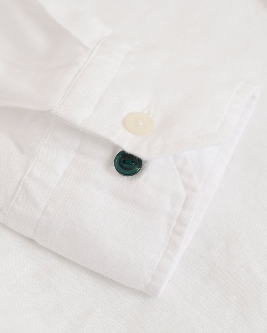 Heren | Overhemden | Eton | Slim Fit Linen Button Down Shirt White