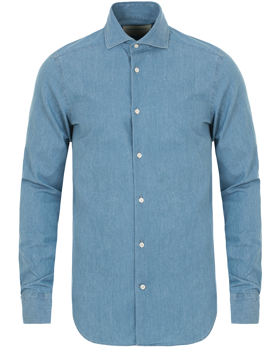 Homme | Chemises | A Day's March | Denim Dress Shirt Light Blue