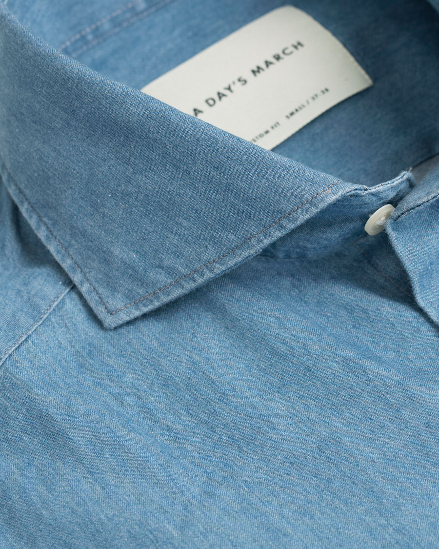 Homme | Chemises | A Day's March | Denim Dress Shirt Light Blue