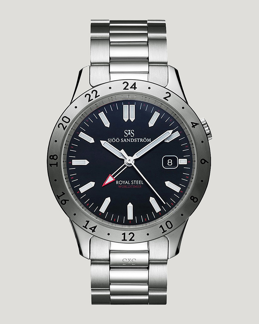 Homme | Sjöö Sandström Royal Steel Worldtimer 41mm Black with Steel | Sjöö Sandström | Royal Steel Worldtimer 41mm Black with Steel