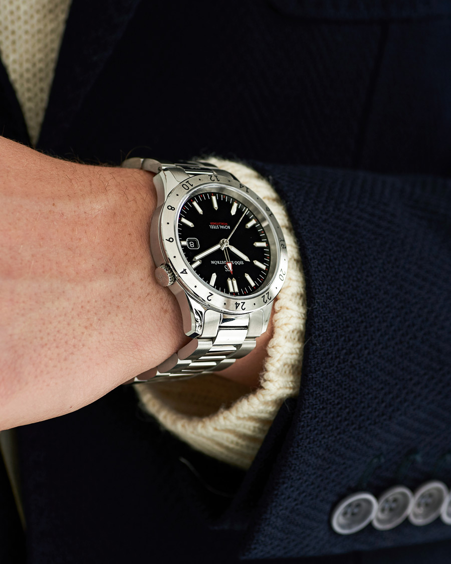 Homme | Sjöö Sandström Royal Steel Worldtimer 41mm Black with Steel | Sjöö Sandström | Royal Steel Worldtimer 41mm Black with Steel