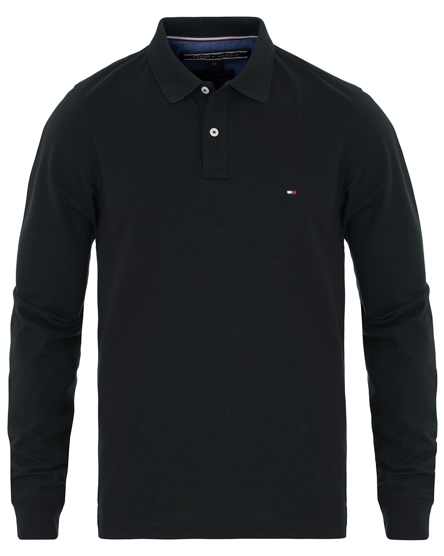 Homme | Pulls Et Tricots | Tommy Hilfiger | Luxury Slim Fit Long Sleeve Polo Flag Black
