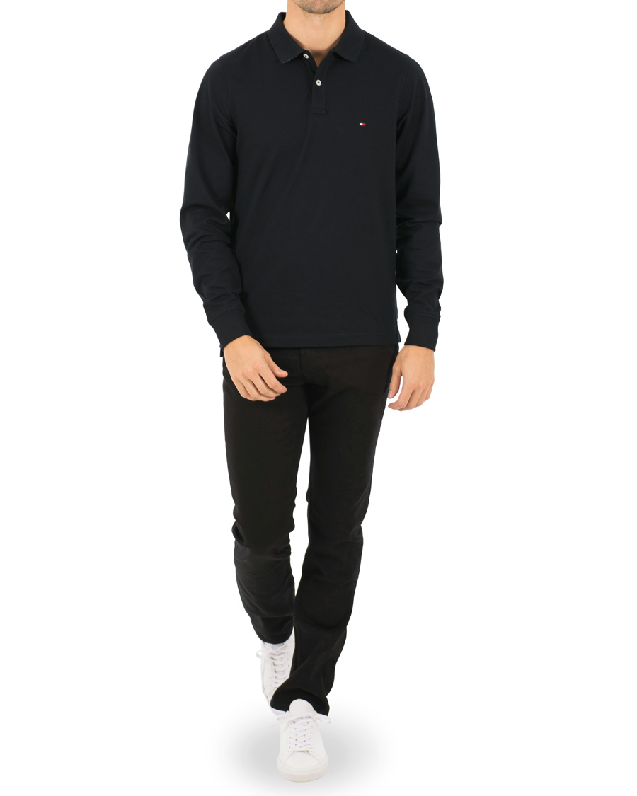 Homme | Pulls Et Tricots | Tommy Hilfiger | Luxury Slim Fit Long Sleeve Polo Flag Black