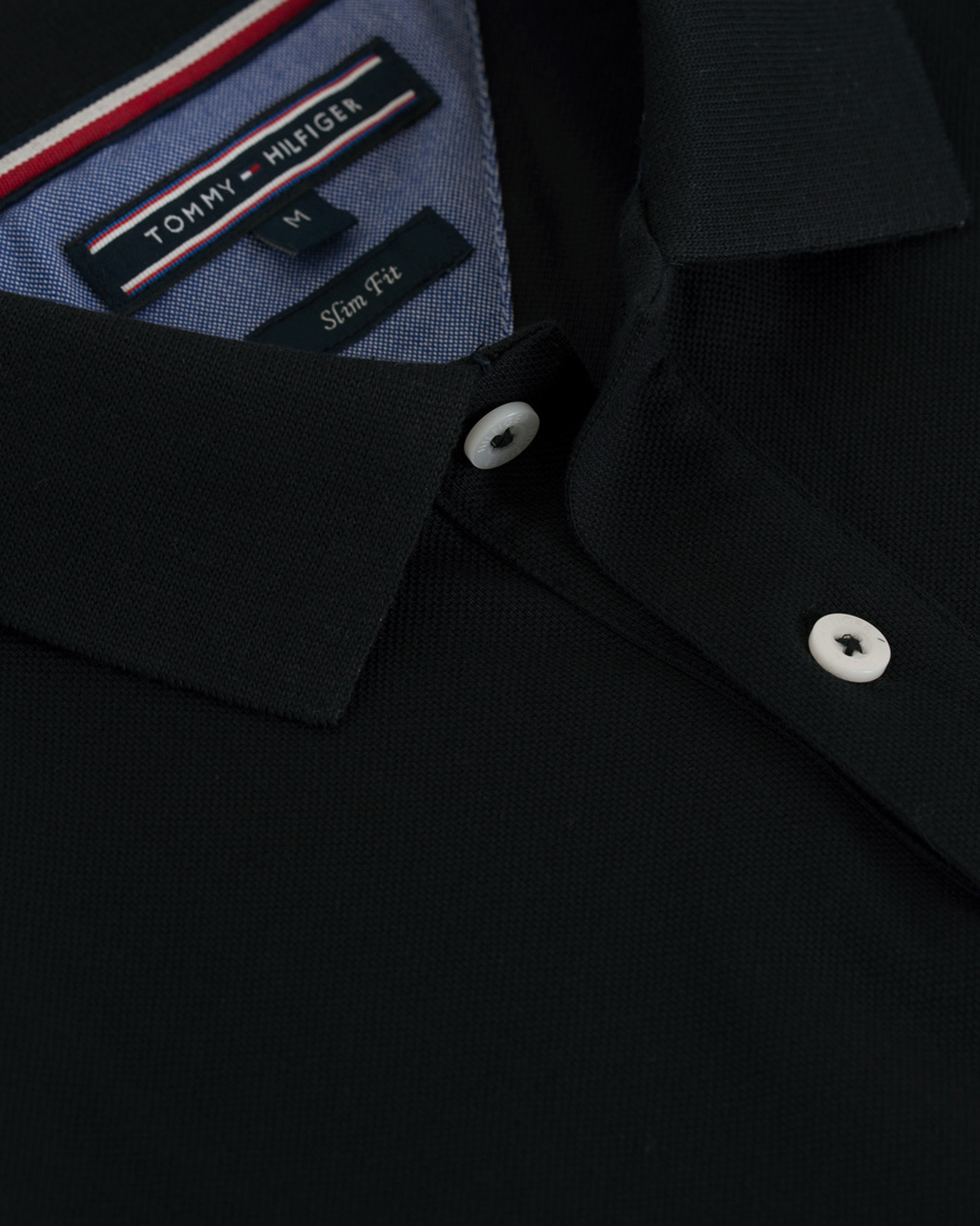 Homme | Pulls Et Tricots | Tommy Hilfiger | Luxury Slim Fit Long Sleeve Polo Flag Black