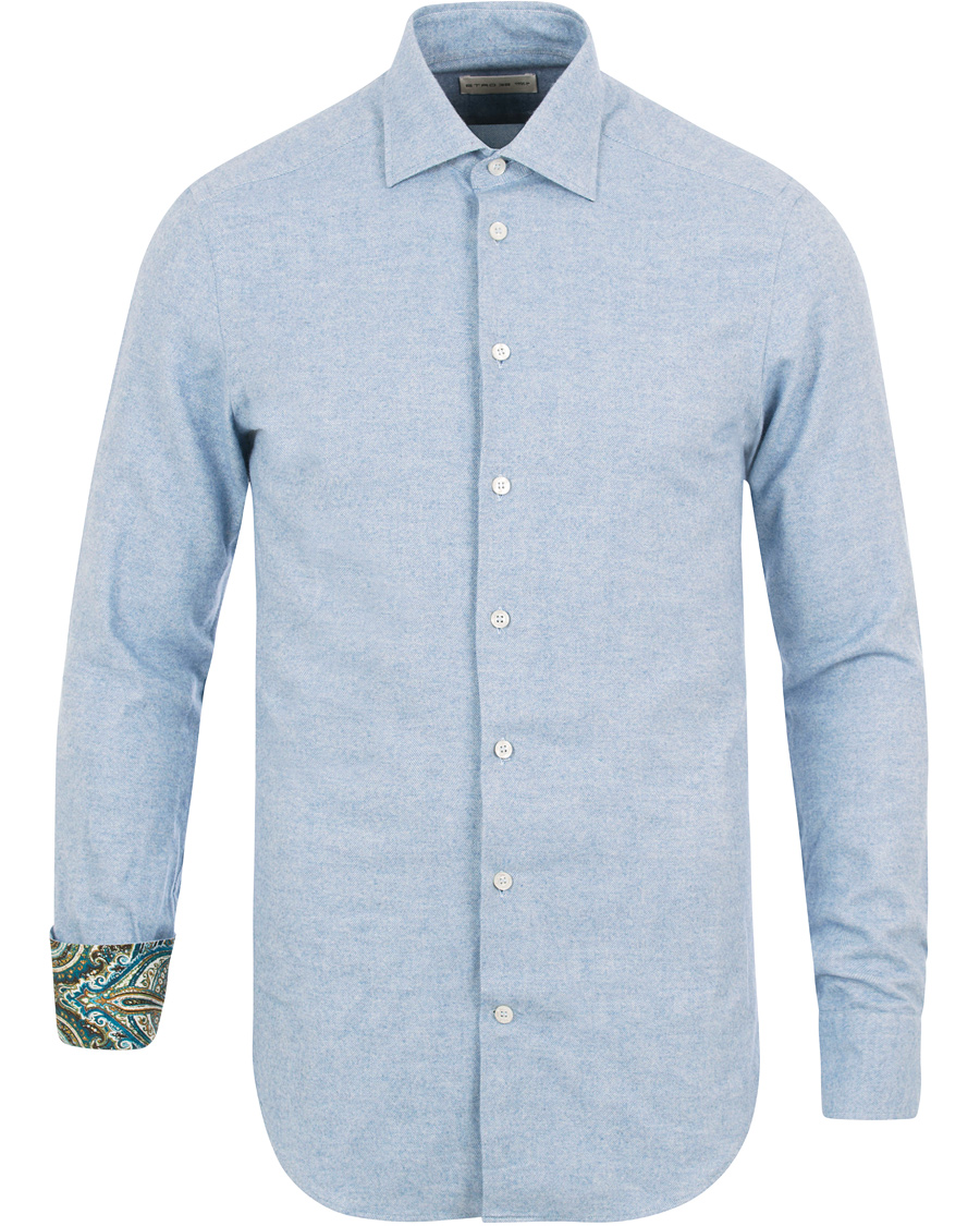 Heren | Overhemden | Etro | Slim Fit Mercurio Flannel Shirt Light Blue