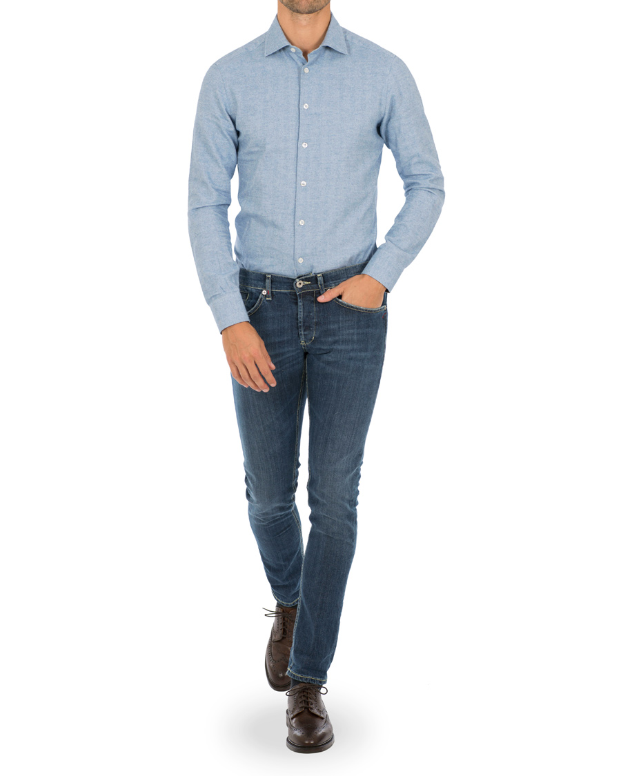 Heren | Overhemden | Etro | Slim Fit Mercurio Flannel Shirt Light Blue