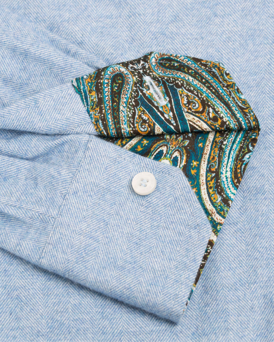 Heren | Overhemden | Etro | Slim Fit Mercurio Flannel Shirt Light Blue
