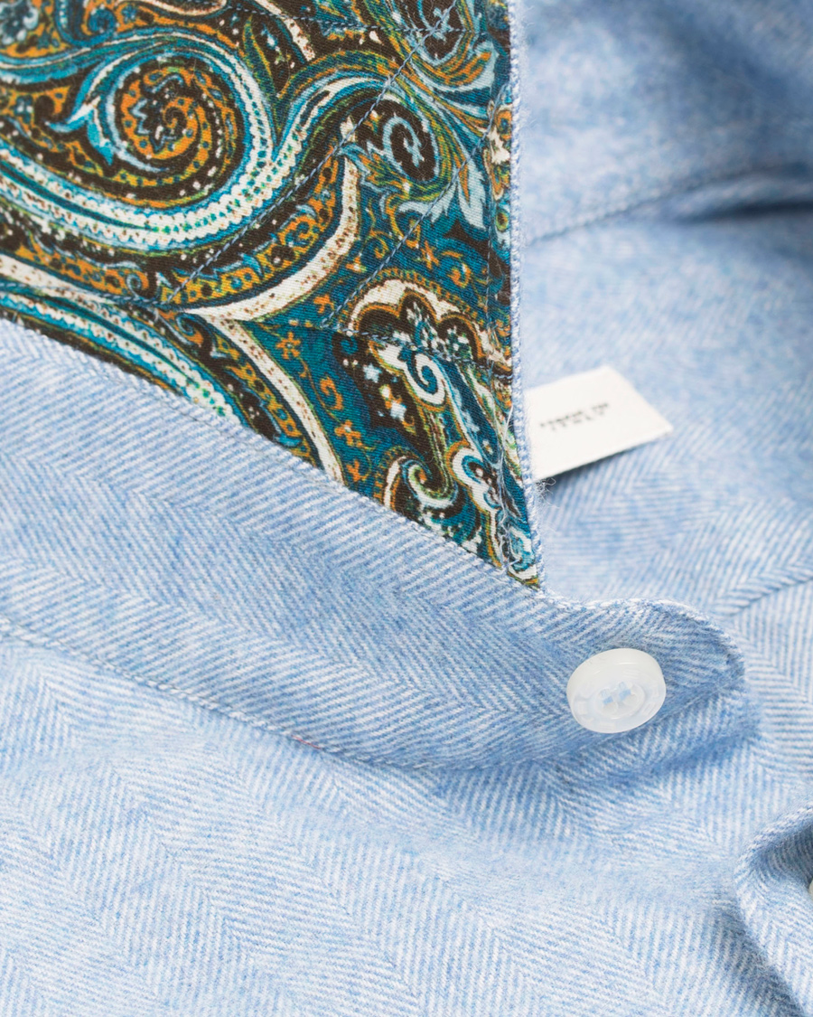 Heren | Overhemden | Etro | Slim Fit Mercurio Flannel Shirt Light Blue