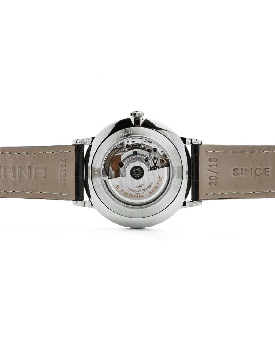 Homme | Eterna Eternity Automatic Silver/Black Silver/Black Leather 40mm | Eterna | Eternity Automatic Silver/Black Silver/Black Leather 40mm