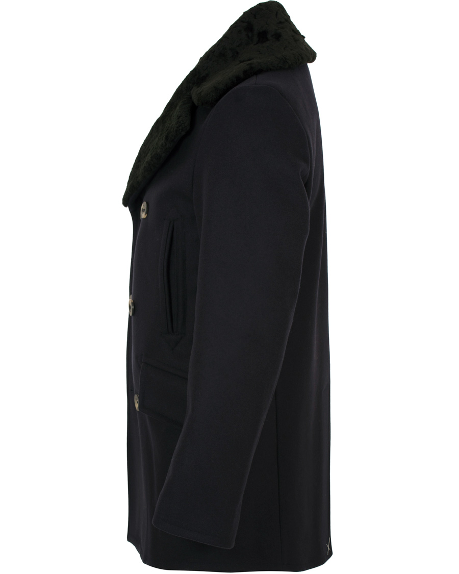 Homme | Manteaux Et Vestes | Private White V.C. | The Shearling Collar Pea Coat Navy