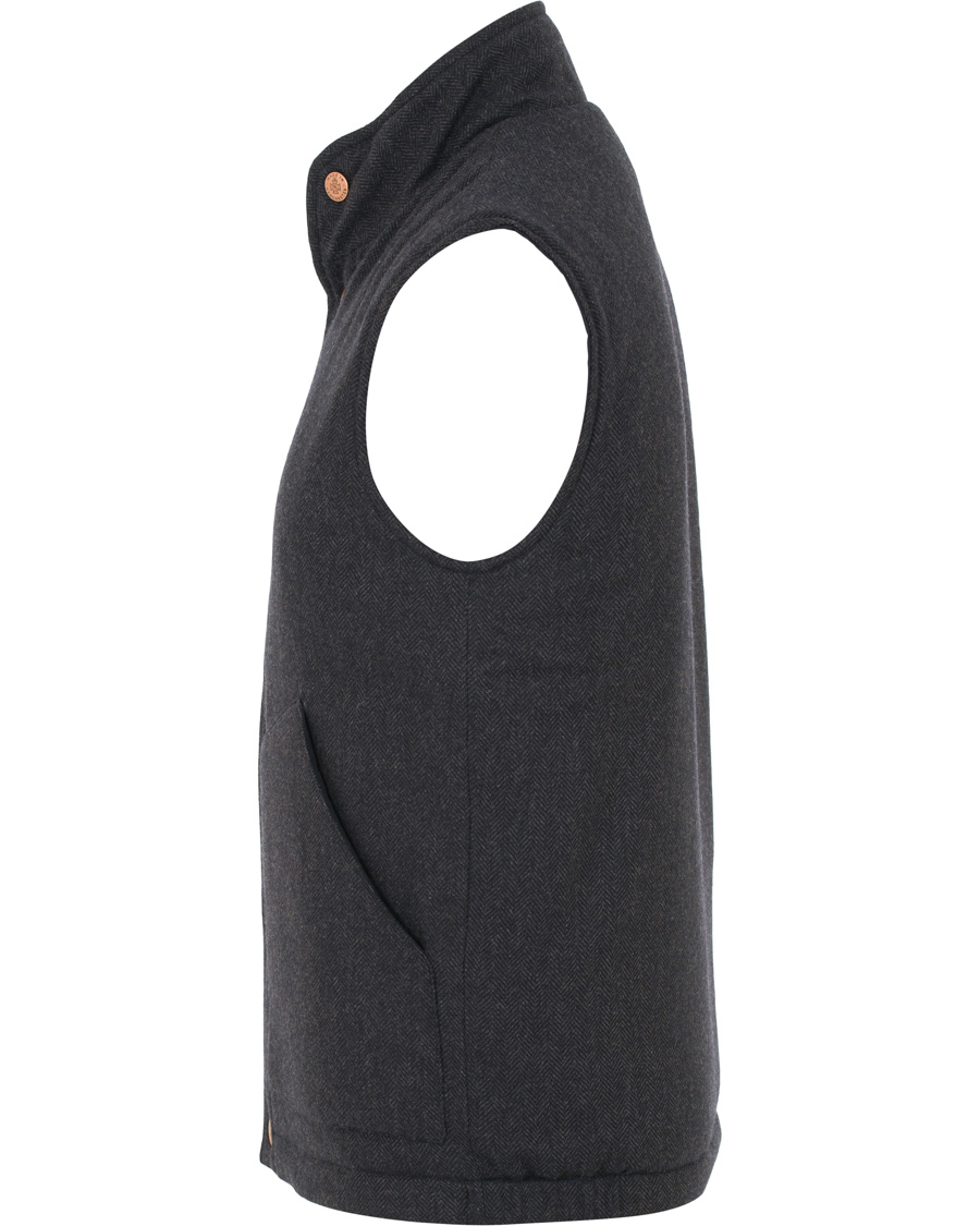 Homme | Manteaux Et Vestes | Private White V.C. | The Wool Wadded Wool/Cashmere Gilet Navy Herringbone