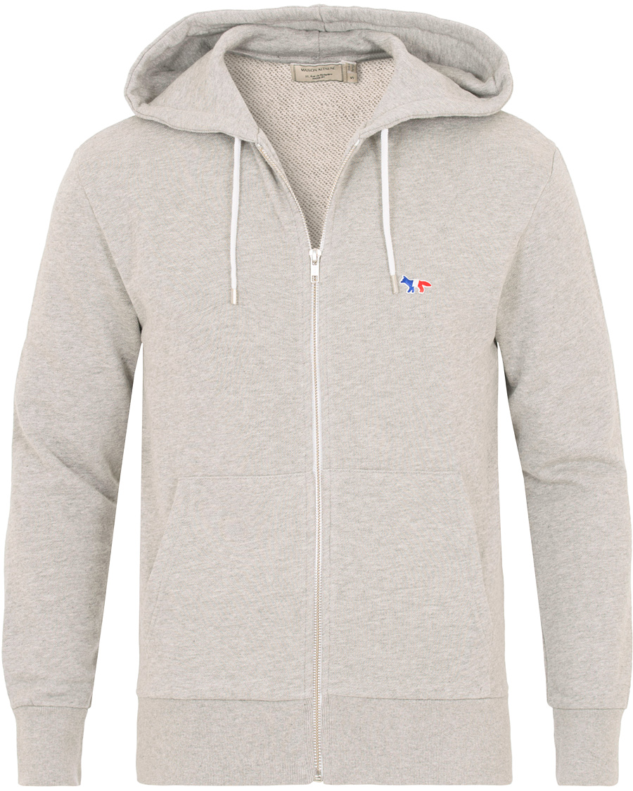 Homme | Pulls Et Tricots | Maison Kitsuné | Zip Hoodie Tricolor Fox Patch Grey Melange